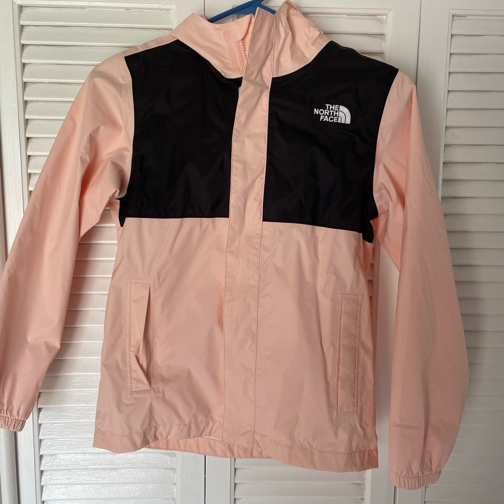 The North Face Kids Pink and Black Raincoat